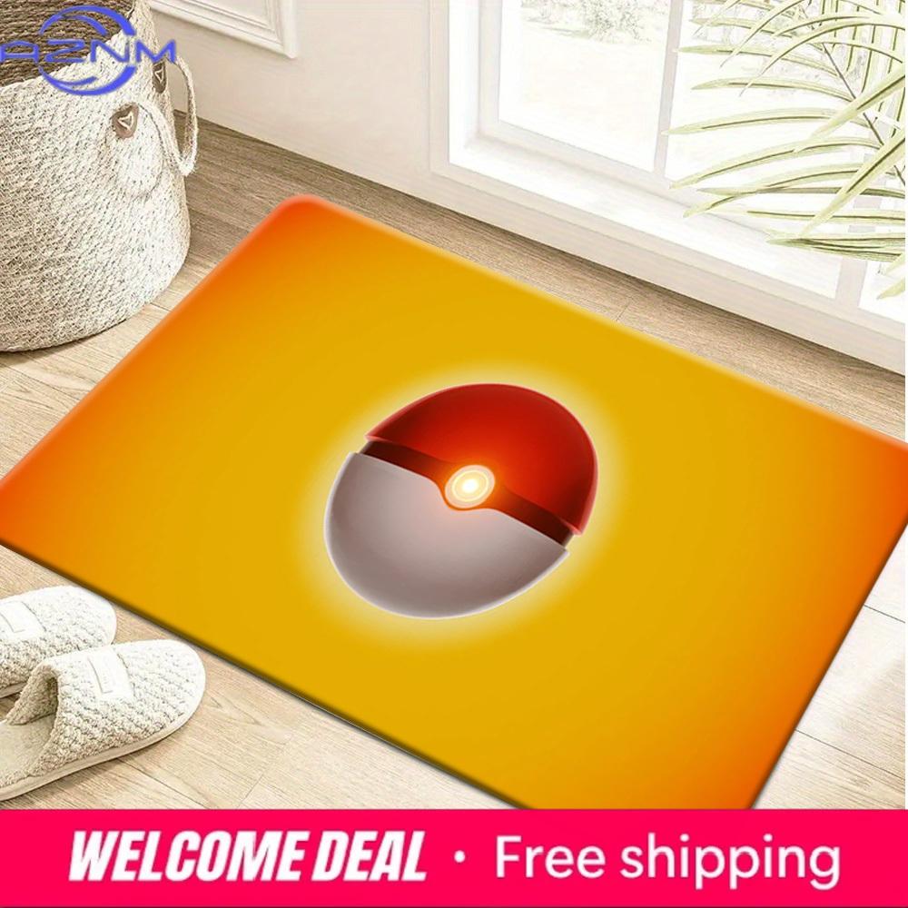 Glowing Pokemon Pokeball Print Soft Non-slip Absorbent Indoor Doormat Rug for Home Bathroom Bedroom Entryway Decor 40cm x 60cm