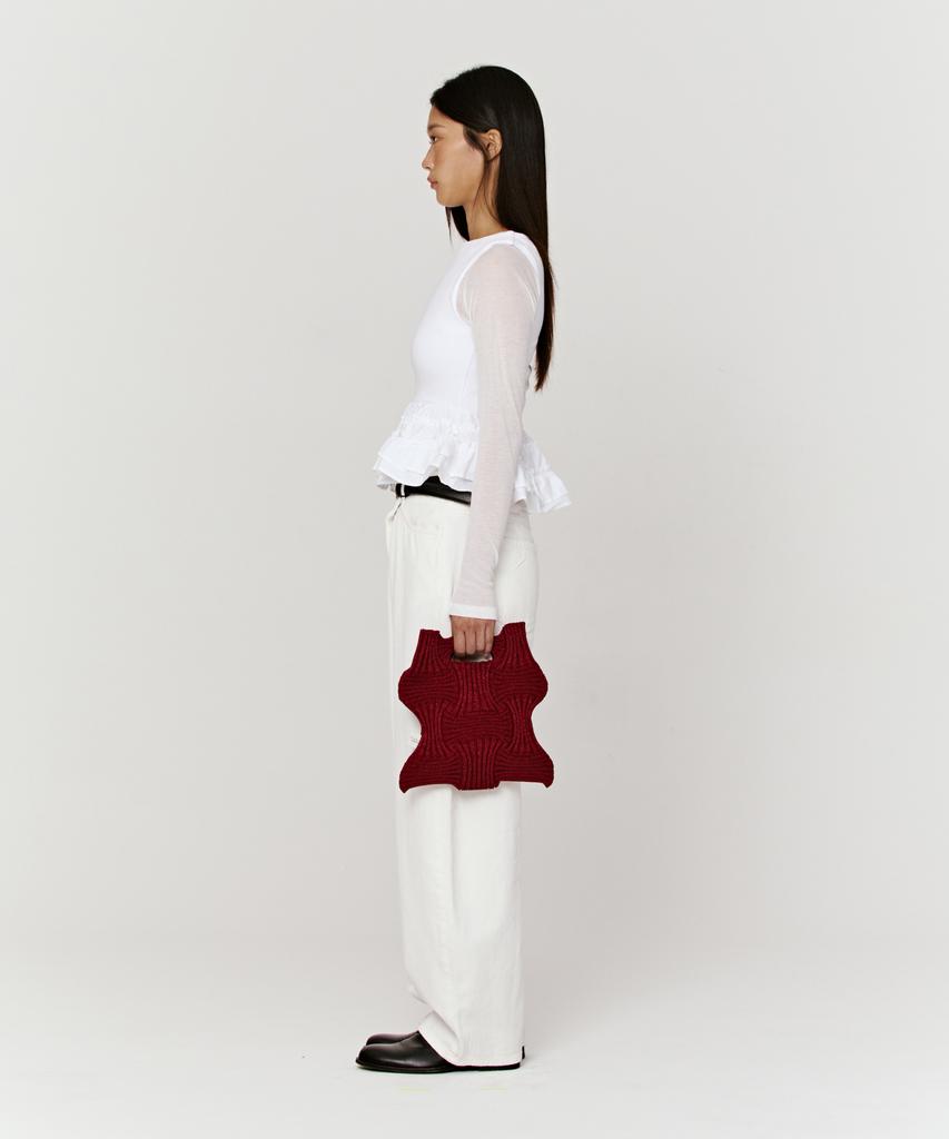 Pleatsmama New Bow Bag Glitter Burgundy