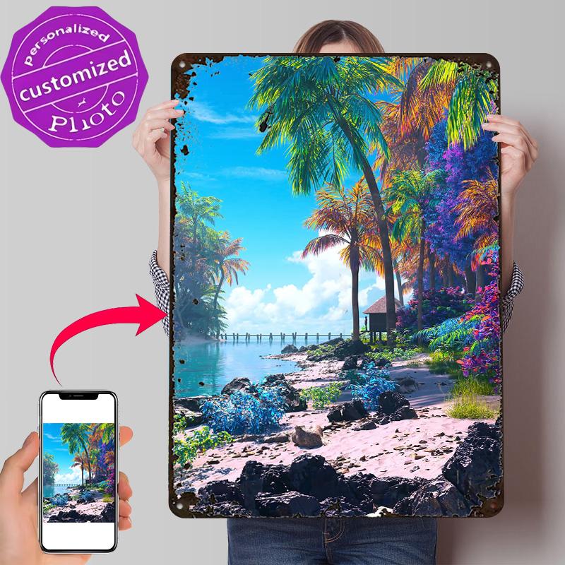 Beach D Printed Texture Poster Personalized Wall Art Retro Metal Tin Signs for Home Decor Luxury Decoration Home Custom Plate