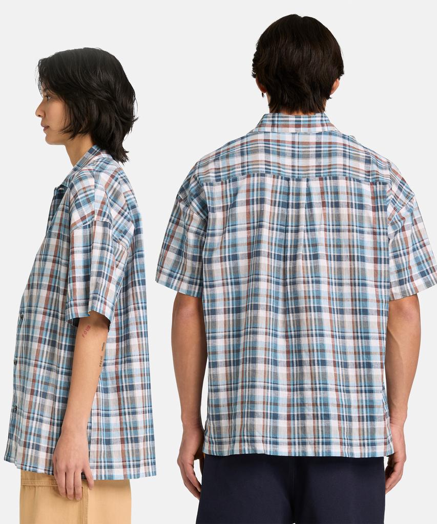 TIMBERLAND [Tokyo Design Collective] Yarn-Dyed Plaid Short Sleeve Shirt - Dark Denim / 0Yh3R-288