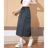 TonLion 2025 Summer Women's High-Waist A-Line Cargo Midi Skirt