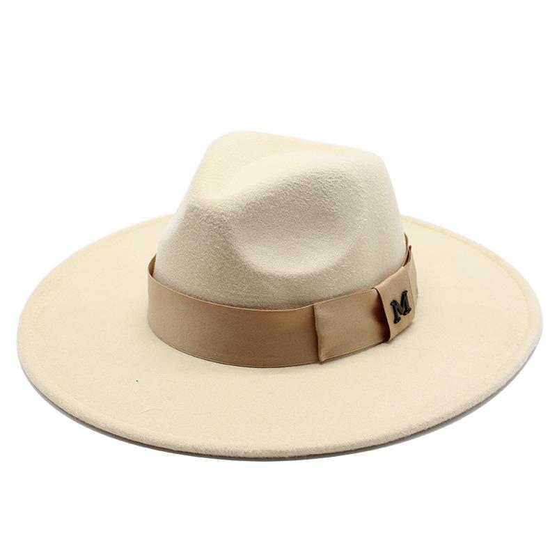 Wool Big-Brimmed Jazz Top Hat For Men And Women, Casual M Standard Big-Brimmed Jazz Hat 9.5Cm