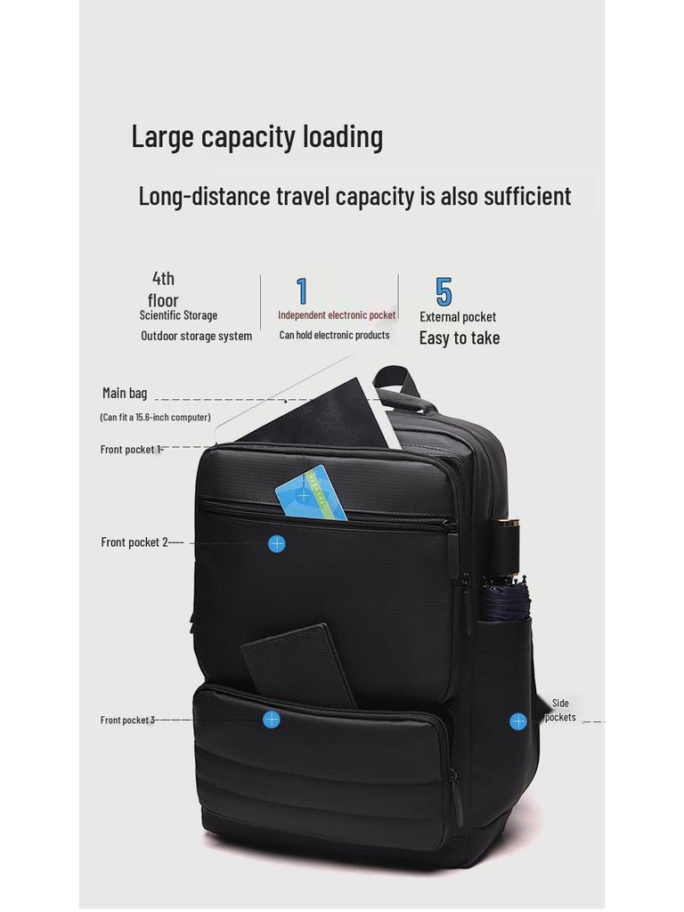 Men's High-Capacity Laptop Backpack for Fashionable Business Travel and Commute