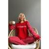 Red Live gemustertes Plüsch-Pyjama-Set für Damen