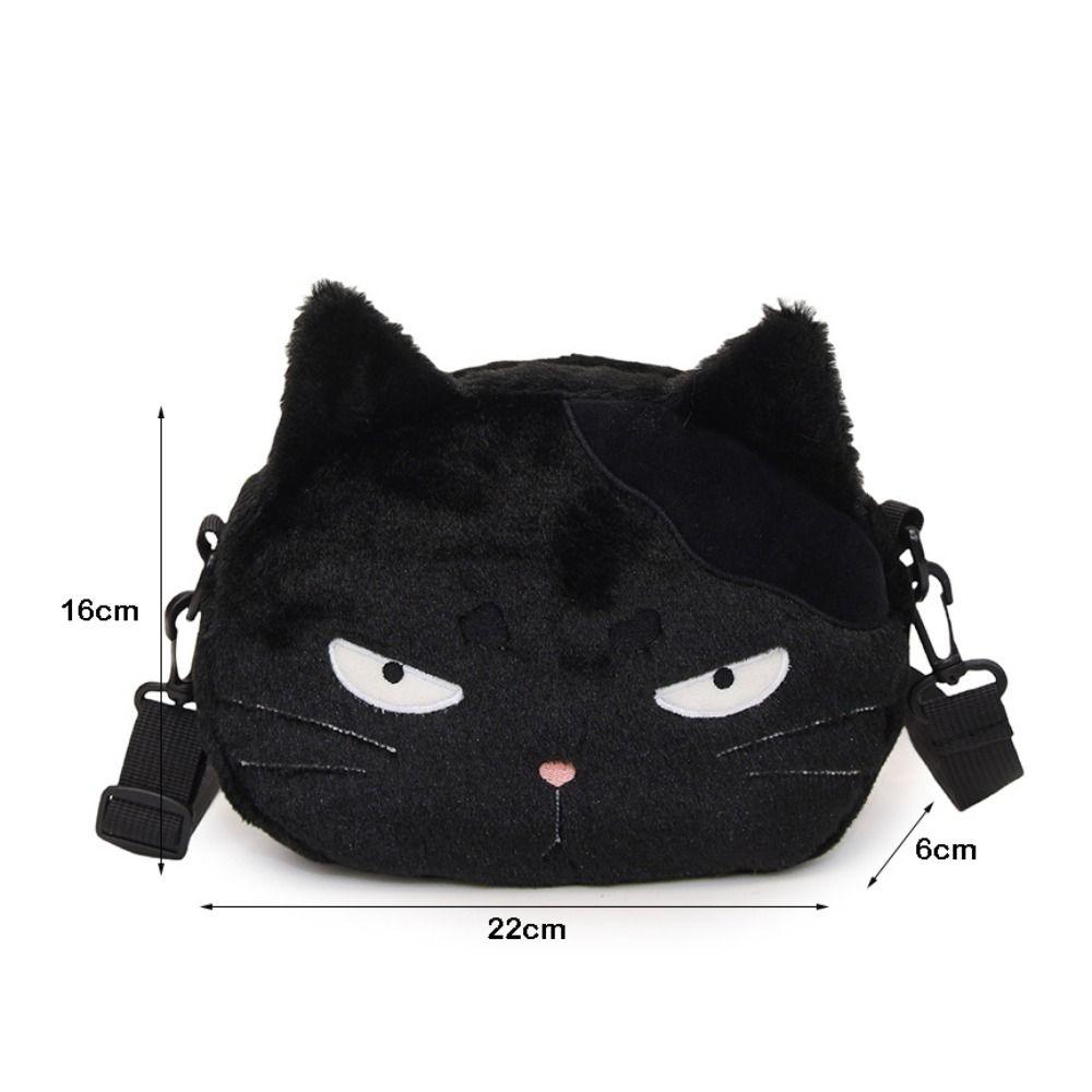 Cute Cartoon Design Black Cat Bag Furry Shoulder Bag Large Capacity Crossbody Bag for Women