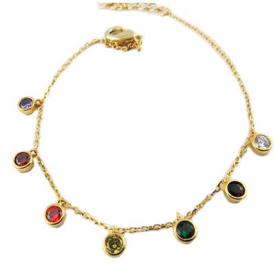 [R1508] - Handgefertigtes Armband 'Sissi' mehrfarbig goldfarben - 3 mm