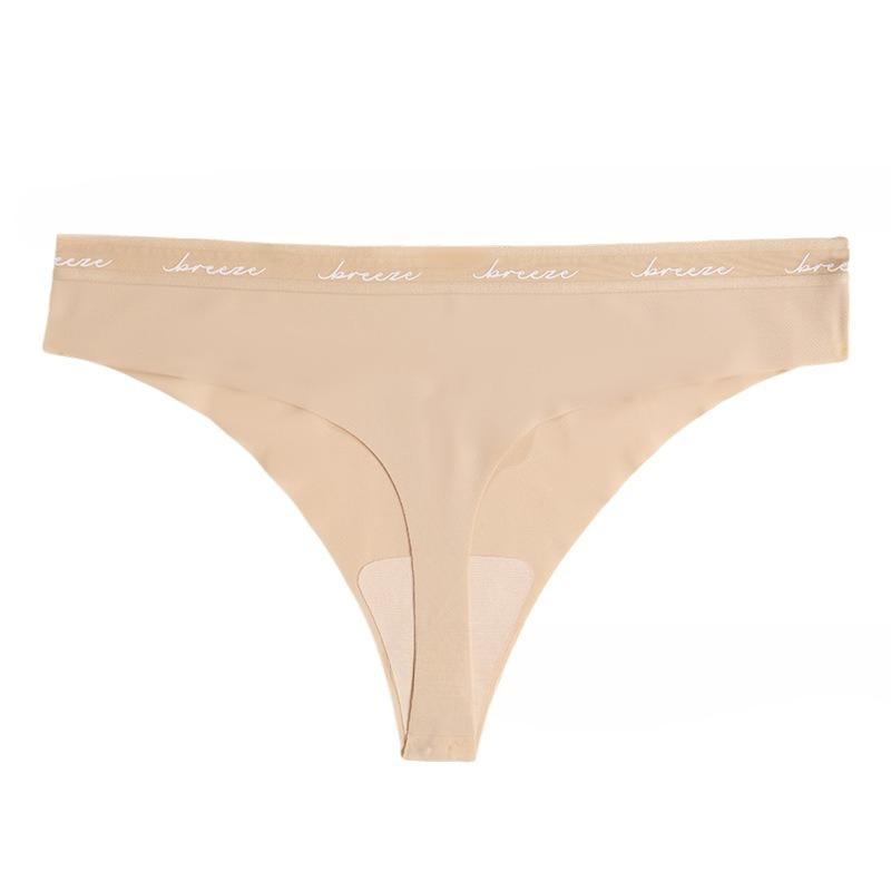 

Ladies Spring and Summer Cotton High Stretch Comfortable No Mark Low Waist Thong Underwear XL тілесний