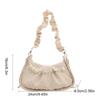 PU Leather Cloud Shoulder Bag Korean Style Pleated Handbag Pearl Chain Crossbody Bag  Office Worker