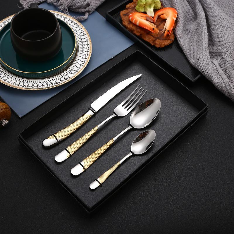 New 304 stainless steel knife, fork and spoon household western tableware set restaurant steak knife and fork thickened stainless steel spoon