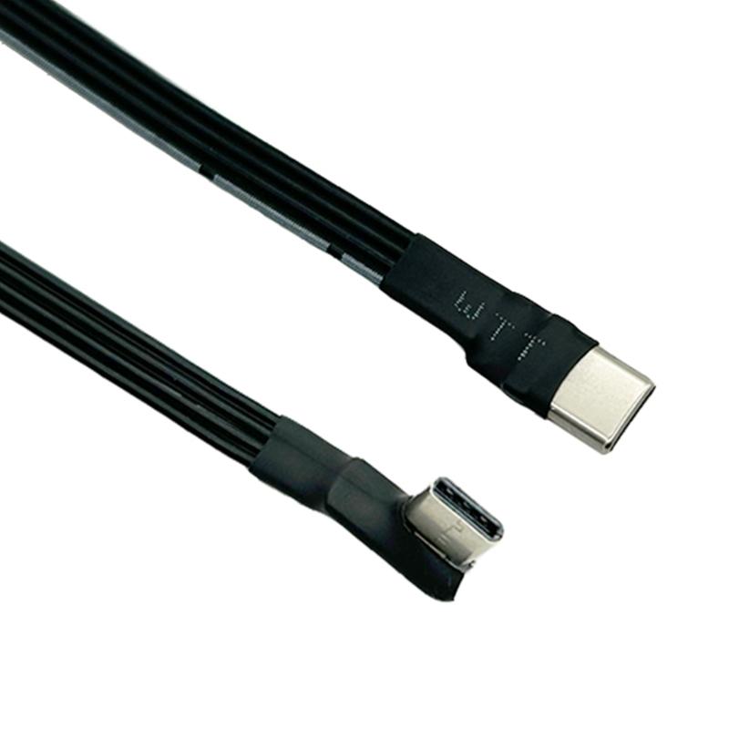 Thin USB 2.0 Type C to Type C Data Cable with Right Angle Connectors Wire for Connection to FPV and More