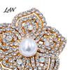 Decorative Flower Pin Faux Pearl Rhinestone Brooch, Women Girls Retro Floral Lapel Non-fading Pin, Badge for Clothes Bag Hat Scarf Suits Secure Clasp