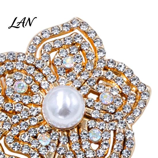 Decorative Flower Pin Faux Pearl Rhinestone Brooch, Women Girls Retro Floral Lapel Non-fading Pin, Badge for Clothes Bag Hat Scarf Suits Secure Clasp