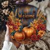 Aluminum Welcome Sign Autumn Harvest Pumpkin Leaf Wall Decor Metal Plate