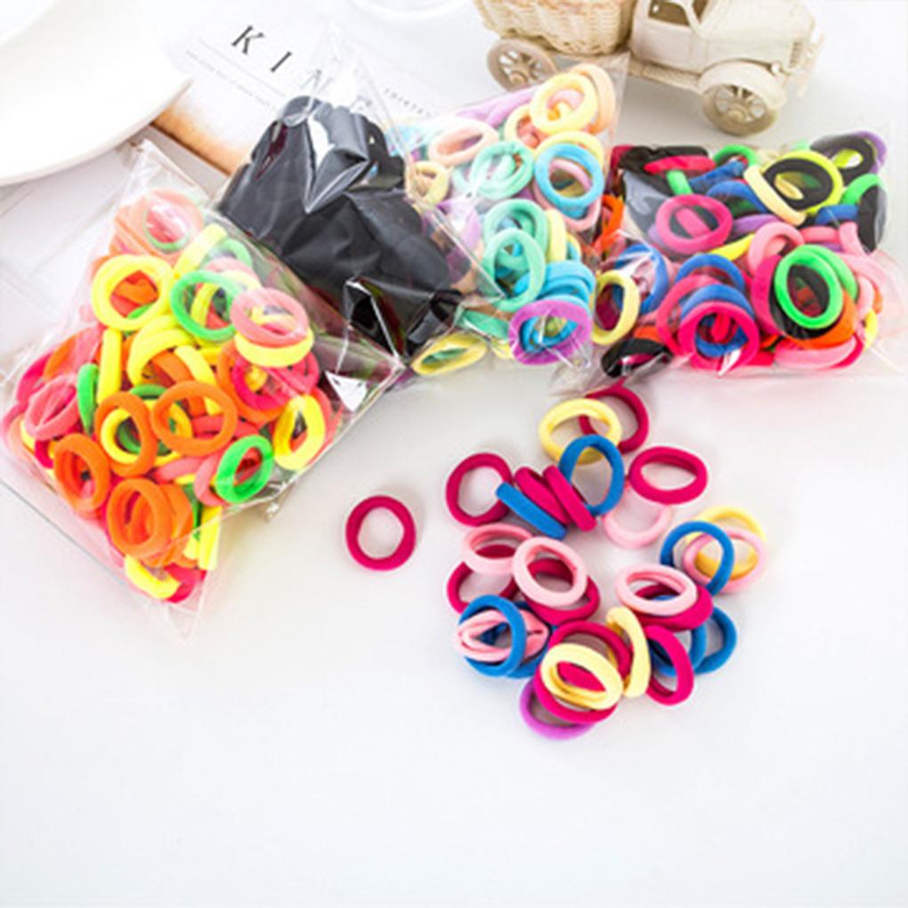 100Pcs Hair Ties Cute Elastic No Crease No Damage Tiny Hair Bands Ponytail Holder Colorful Hair Accessories