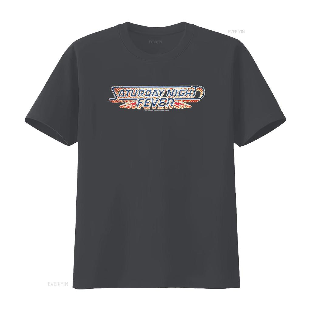 Saturday Night Fever Logo 70er Jahre Tanzfilm Inspiriertes T-Shirt Herren Lizenziert Tony Schwarz vintage gewaschen homme Designer-Kleidung