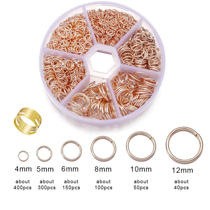 1040pcs Boxed Iron Jump Rings for DIY Handmade Jewelry - Single Loop / Closed Rings