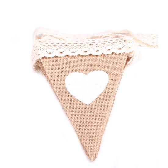 2,8 metra 12 flag Love Heart Rustykalne jutowe juty lniane flagi z chorągiewkami juta koronkowa proporzec