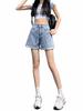 2026 Korean Style Gradient High-Waisted Loose Denim Shorts for Women