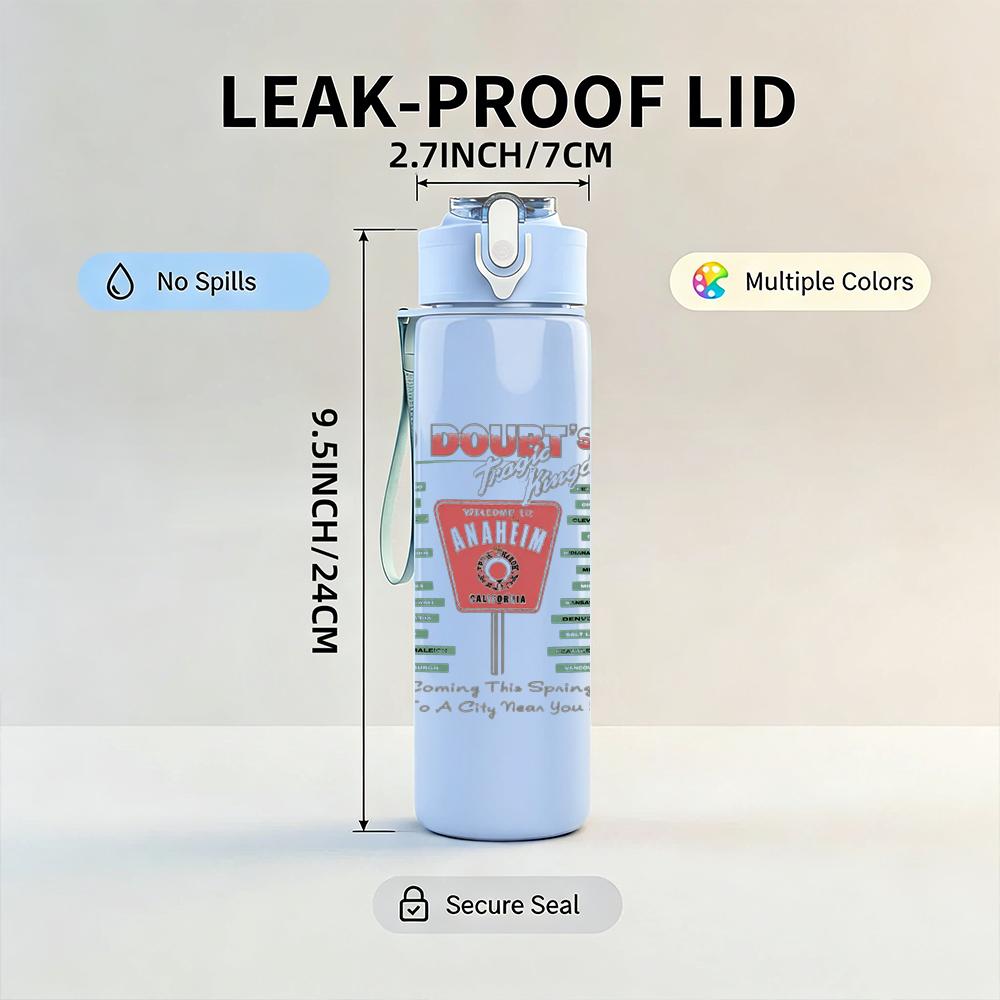 1PC Light grey faded blank textured print 750ml colorful plastic sports water bottle leakproof pop up lid with straw for outdoor work home use