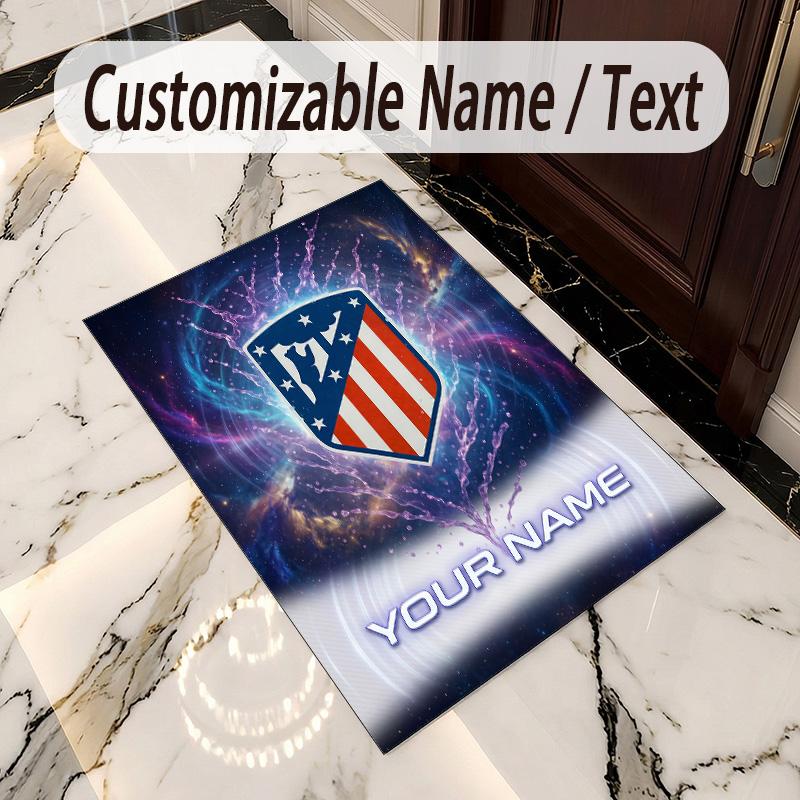 Crystal Velvet Rug Atletico Madrid Print Custom Name Text Floor Mat Home Decor