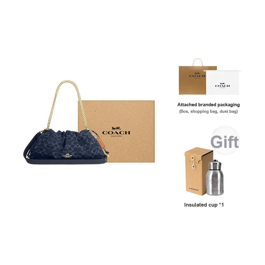Coach Faye 38 Classic Monogram Logo Drawstring Closure Detachable Shoulder Strap Denim Tote Bag Large Women Tote Bag Indigo CDB97-IMTYV