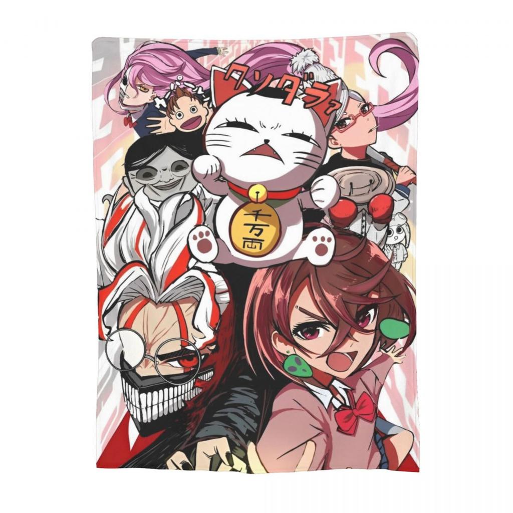 Cartoon Manga Dandadan Flannel Throw Blanket Turbo Granny Blanket for Bed Bedroom Ultra-Soft Bedding Throws