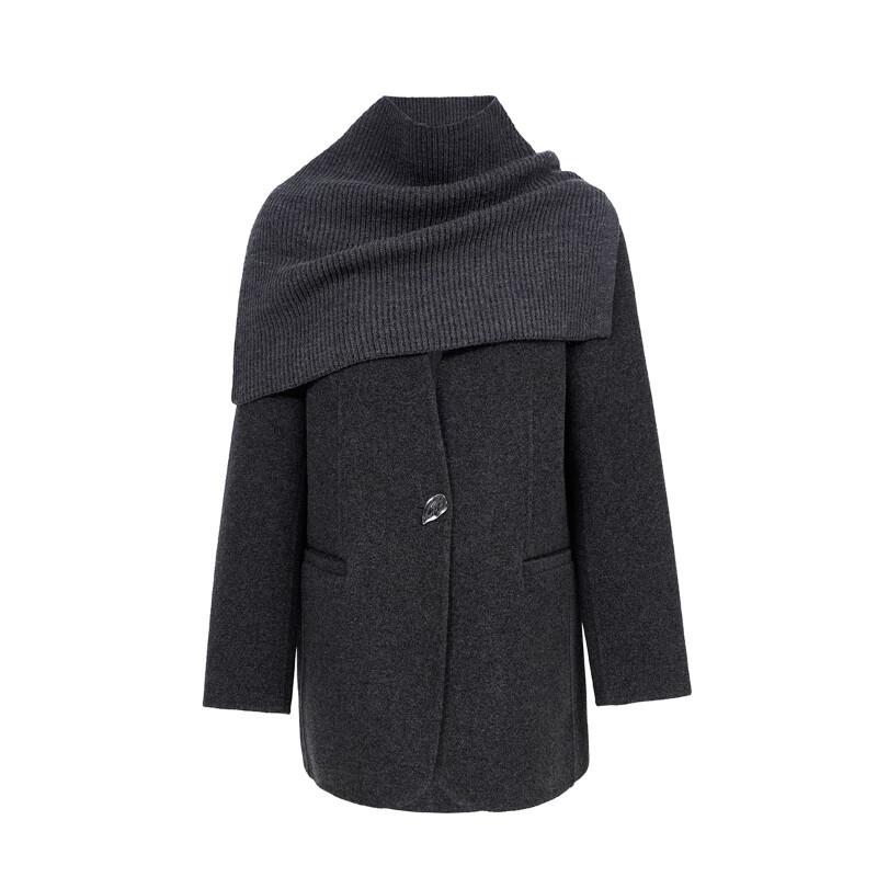 VEROMODA Women's V-neck Double-sided Wool & Cashmere Blend Coat