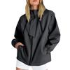 Women Solid Stripe Rain Jacket Outdoor Plus Waterproof Hooded Raincoat Windproof