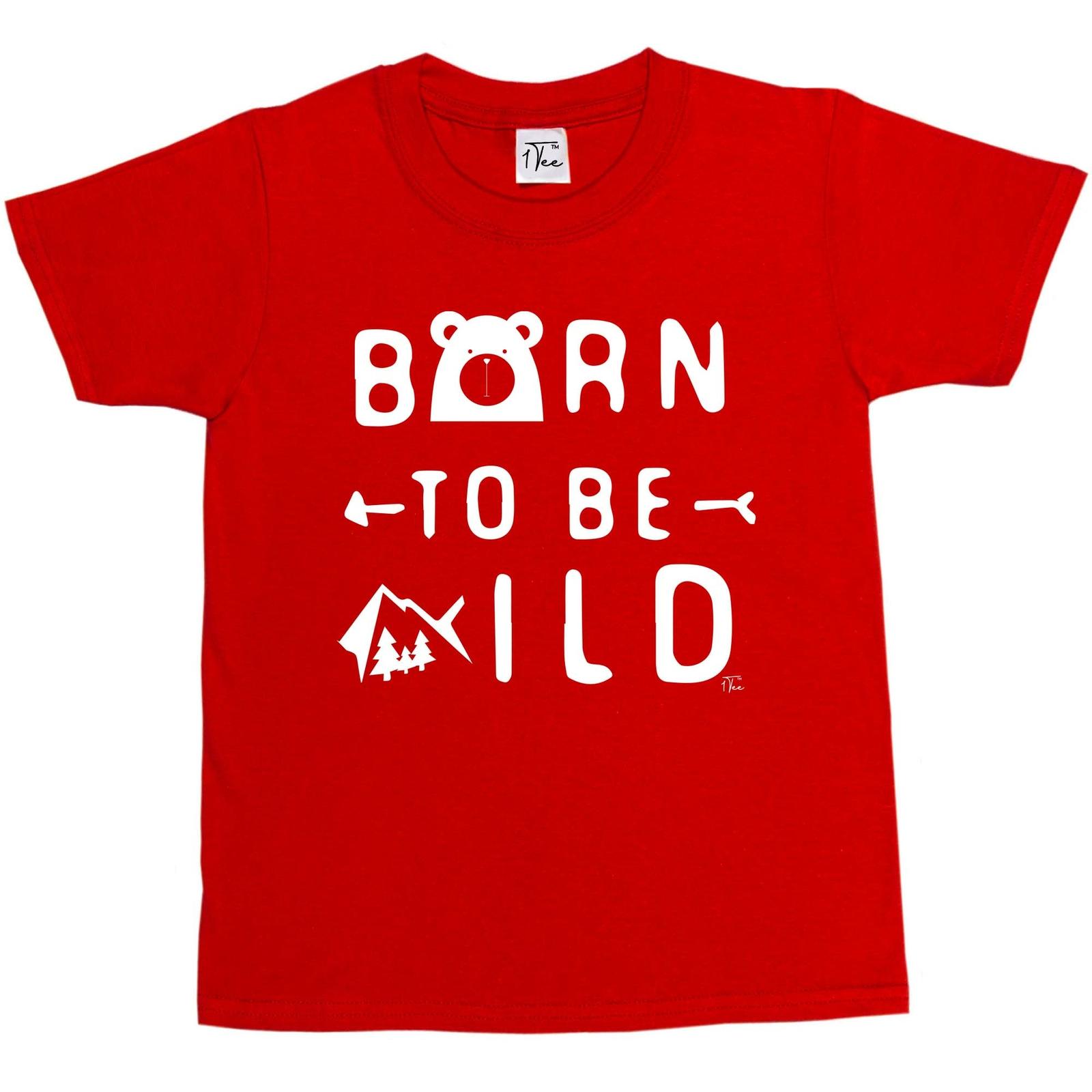 1Tee Kids Girls Born To Be Wild Camping T-Shirt L