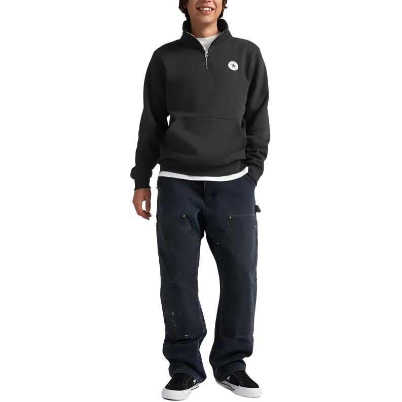 Converse Sweatshirts Men's Black Stand Collar Moderate Regular 10025910-A03