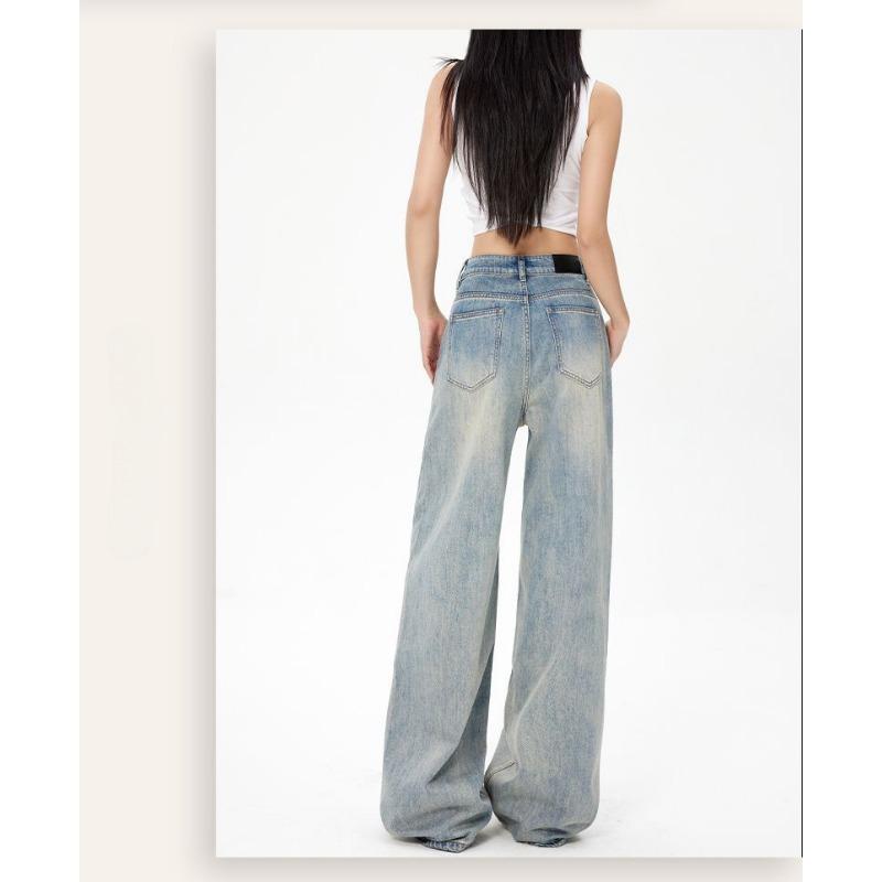 Korean Style Vintage High Waist Wide Leg Jeans Women Loose Fit Comfortable Straight Casual Pants
