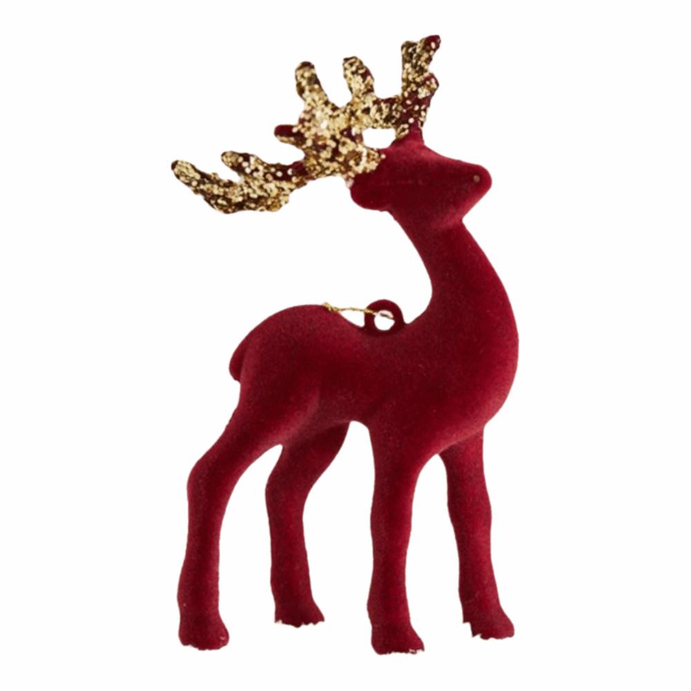 Glittering Christmas Red Deer Figurines Elegant Elk Glitter Deer Decor Shop