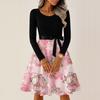 Women's Casual Fashion Round Neck Long Sleeve Christmas Printed Party Vintage Long Dresses