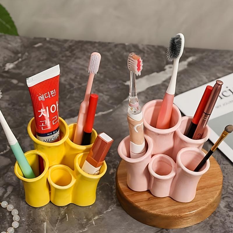 Kreatívny keramický držiak na zubné kefky v tvare morskej koraliny, Organizér na štetce na make-up, Viacpriehradkový úložný box na pult, Dekoratívny držiak na perá
