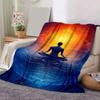 1pc Meditation Printing Lightweight Flannel Blanket, Comfortable and Warm Blanket, for Camping Sofa Bed and Couch Office, Suitable for Gift B