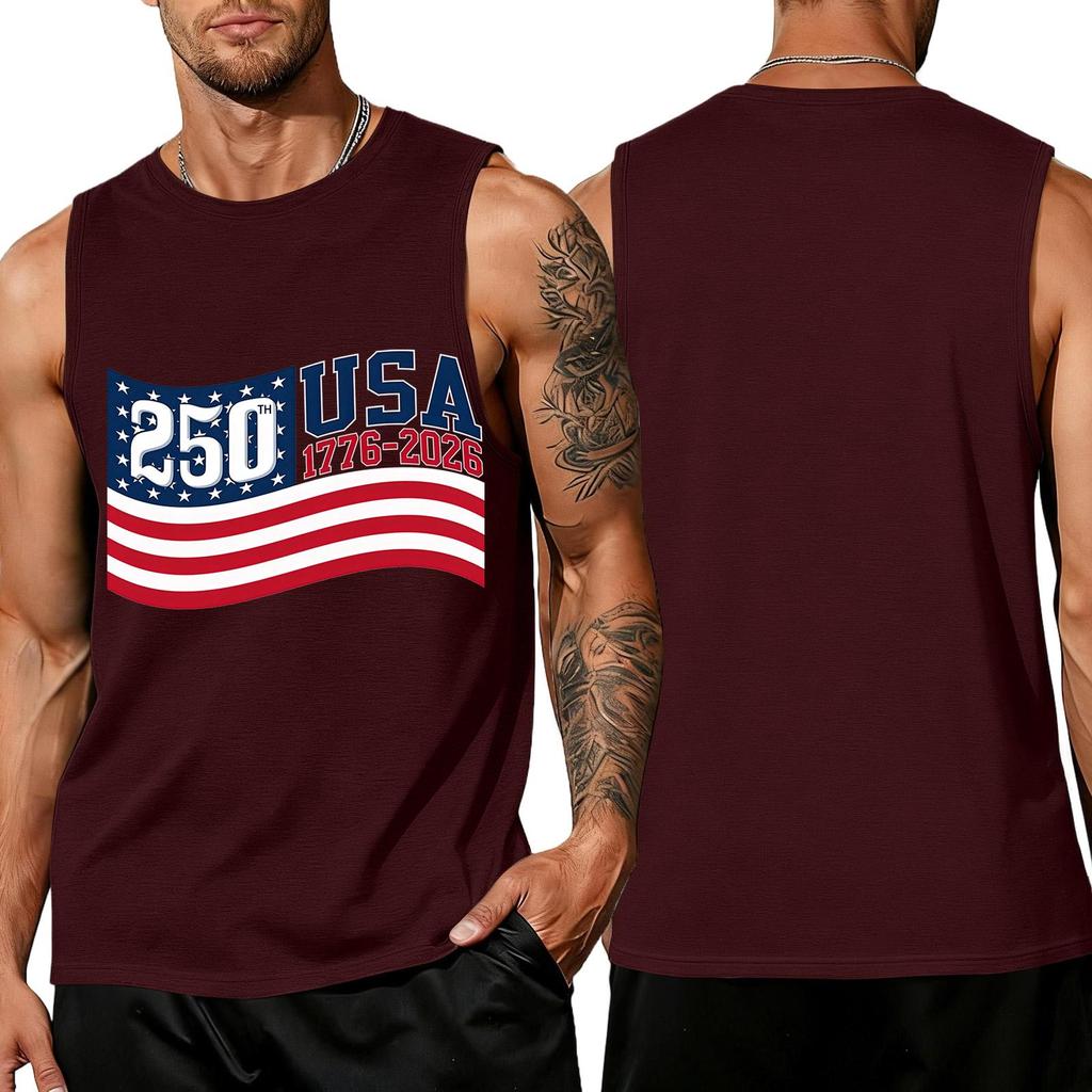 Men's Sleeveless Tank Top Loose Fit Casual Summer Daily Wear Printed Sleeveless Shirt Lightweight Breathable Fabric