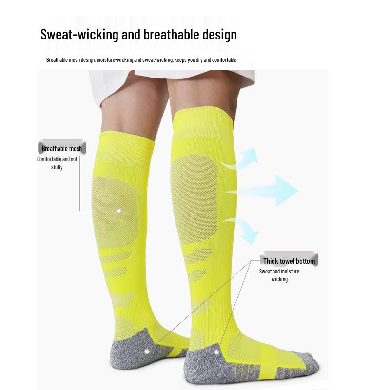 Cross-Border Mid-Calf Non-Slip Football Training Socks for Adults and Children, Thickened Towel Bottom.