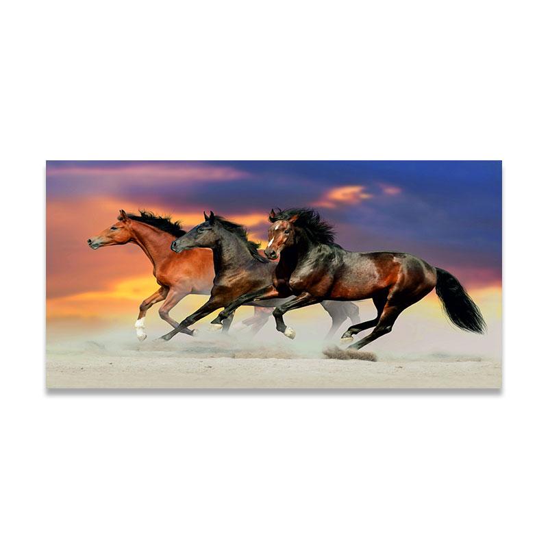 Big Size Retro Running Horses Group Galloping Canvas Painting Wall Art Animal Wall Pictures for Living Room Decoration Cuadros