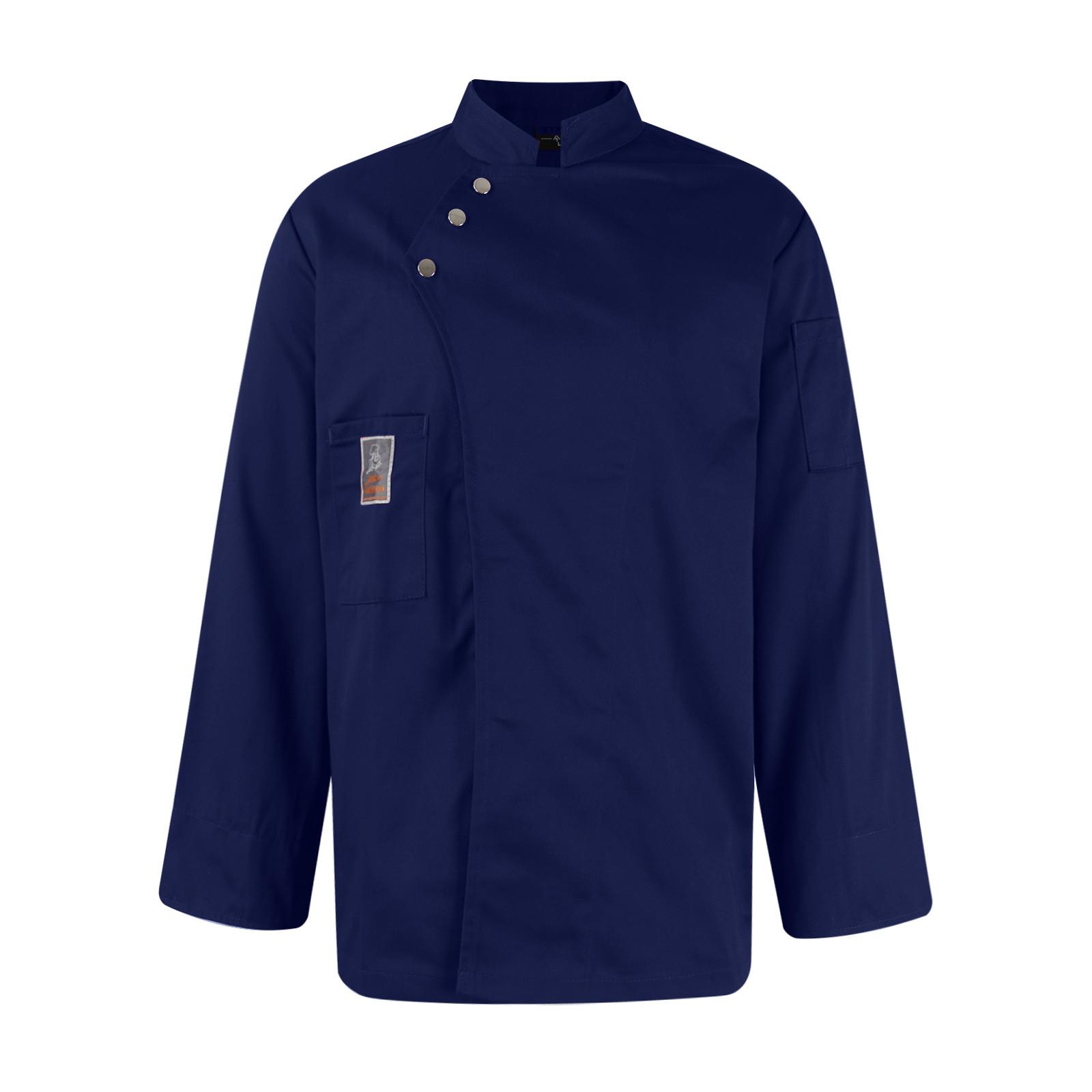 

Униформа шеф-повара с длинными рукавами Мужская одежда Униформа для работы в сфере общественного питания Верхняя часть для кухни для мужчин XL тёмно-синий