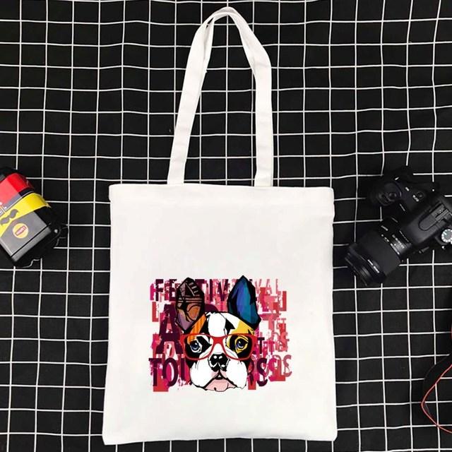 Wiederverwendbare Tragetaschen, faltbare Einkaufstasche, umweltfreundliche Handtaschen, neue große Einkaufstasche, Hundemuster, Damen-Einkaufstasche