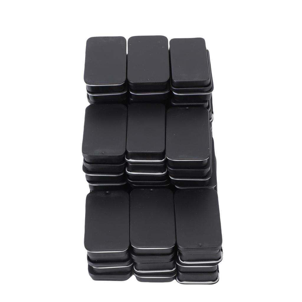 60pcs Small Tin Box Slide Top Rectangular Tin Containers for Candies Jewelry Crafts Lip Balm Storage Black
