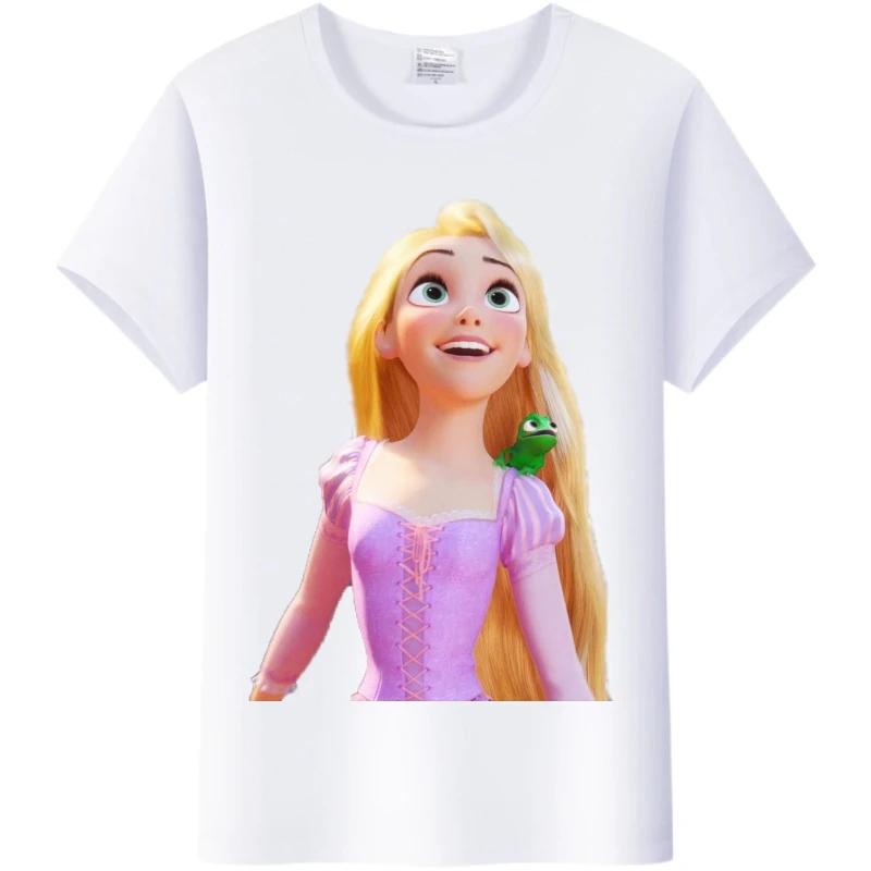 Blusa da Donna Cartone Animato Disney Kawaii Principessa Rapunzel T-shirt Estive Y2k Harajuku Coreane Abbigliamento Oversize Camicie da Ragazza