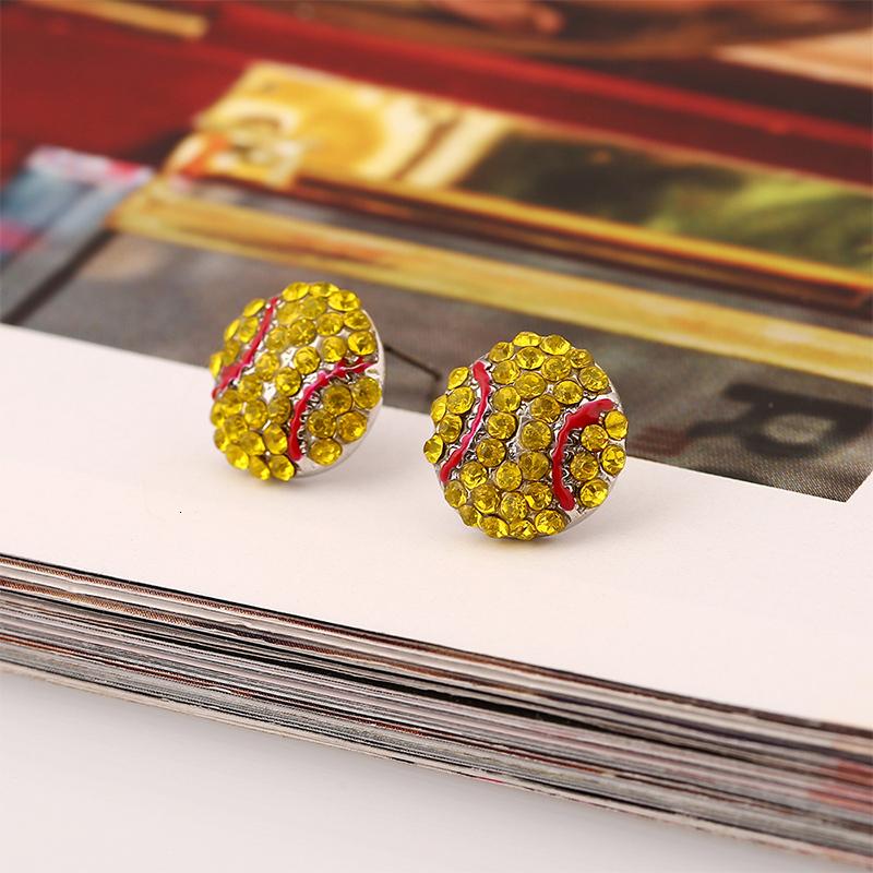 New Fashion Crystal Baseball Stud Earrings For Women Rhinestone Football Volleyball Basketball Softball Sports Earrings Jewelry