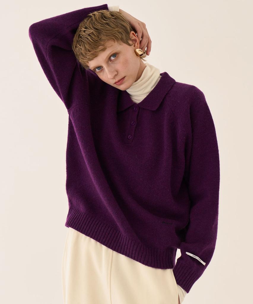 GRIDAJ Polo Knit Sweatshirt _ Violet