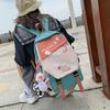 Încântător cu pandantiv de rață ghiozdan impermeabil, insigne drăguțe pentru fete, rucsac din nailon, în stil preppy, rucsac de culoare contrastantă, versatil