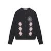Korean Niche Old Money Logo Embroidery Plaid Knitwear - Single-Breasted Long Sleeve