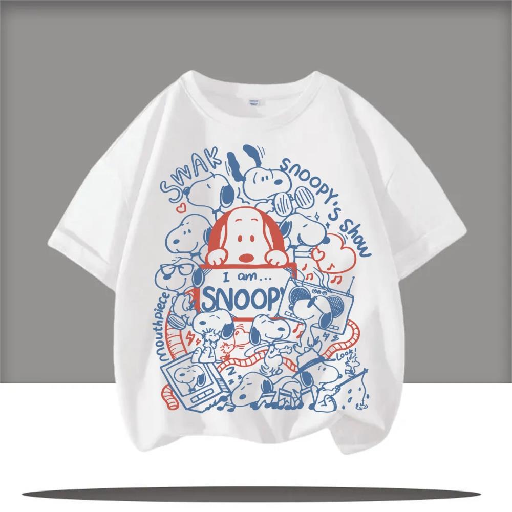 Snoopy Boys and Girls Birthday T-shirt Cartoon Anime Pattern 1-9 Printed T-shirt Children's Summer Cute Top Quick Drying Mesh