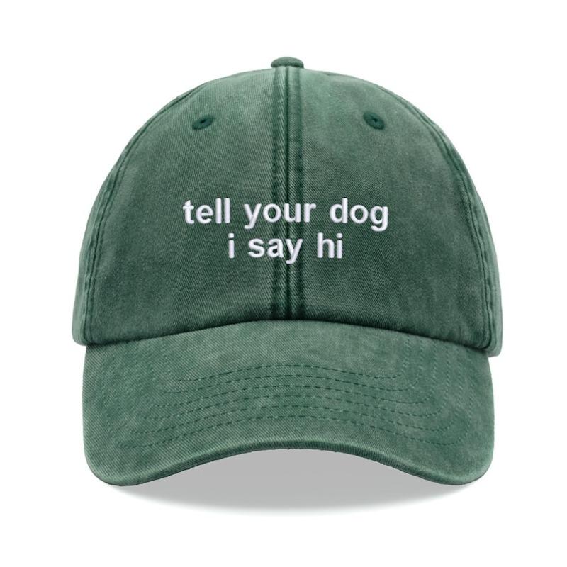 1pc "tell Your Dog I Say Hi" Baseball Caps Men,outdoor Leisure Vintage Washed Unisex  Adjustable Dad Hat for Sports Sun Holiday