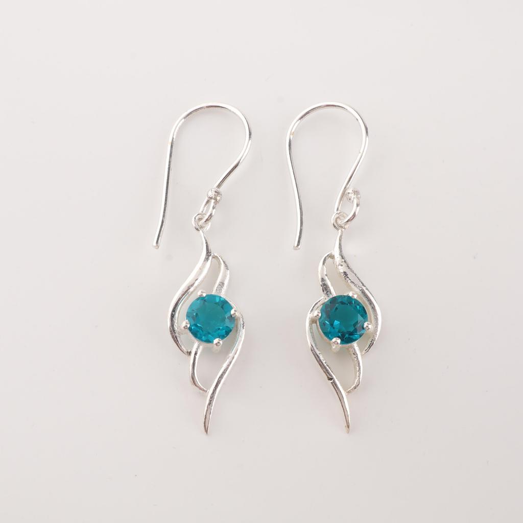 Apatite Naturale Argento Sterling 925 Gioielli da Donna Orecchino di Design 1.7" Per Regalo di Anniversario CE-22-3