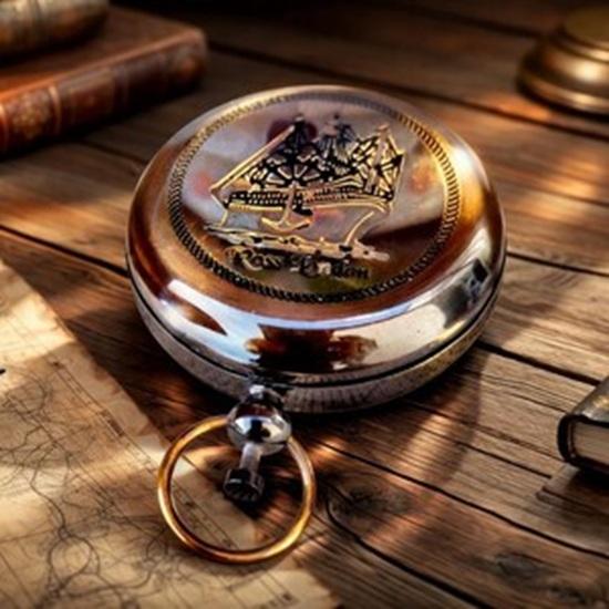-Handmade Brass Pocket Compass, Push Button, Ross London